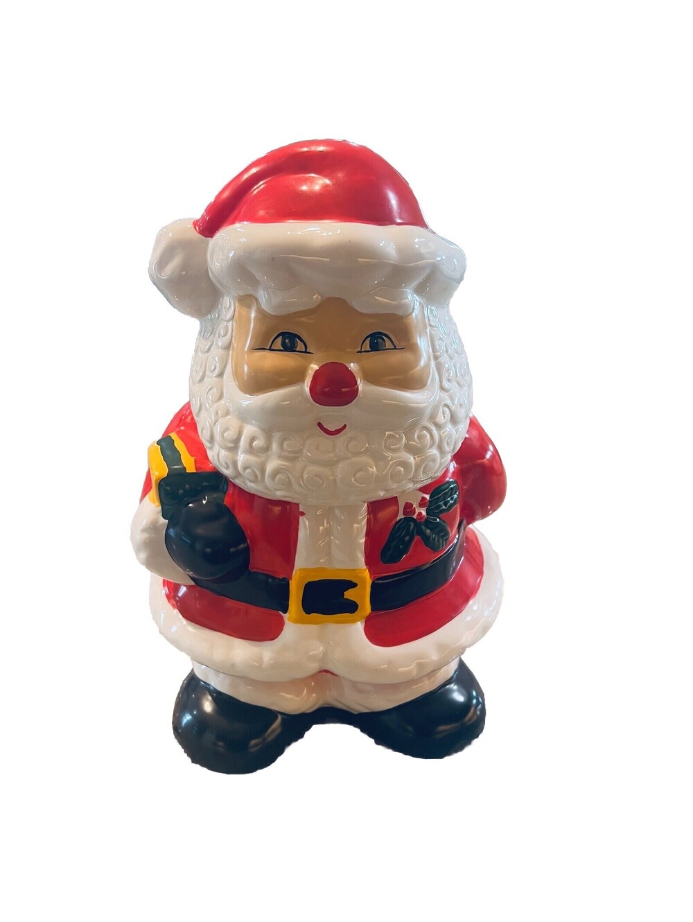 Vintage Santa Claus Christmas Cookie Jar Ceramic Hand Painted Holiday 90's